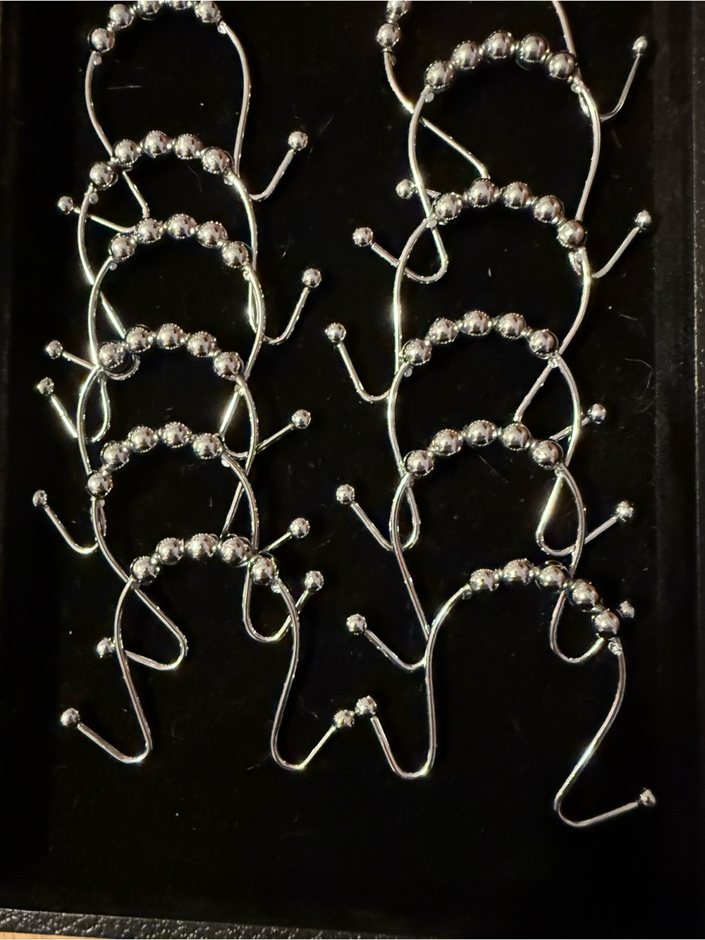 Silver Beaded Shower Curtain Hanger Set of 12 - Bathroom